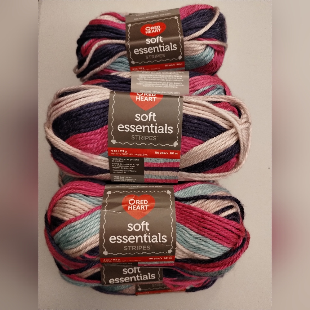 11 Brand New Red Heart Soft Essentials Stripes Yarn Pack
